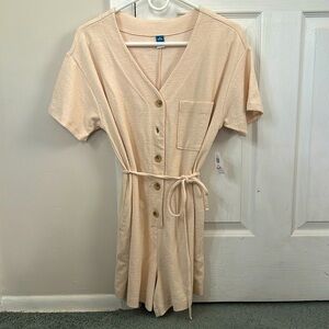 Button down tie romper